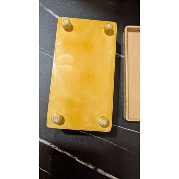 Vintage Hand-Painted Wooden Trinket Box Yellow Floral Design With Removable Lid - Picture 9 of 9